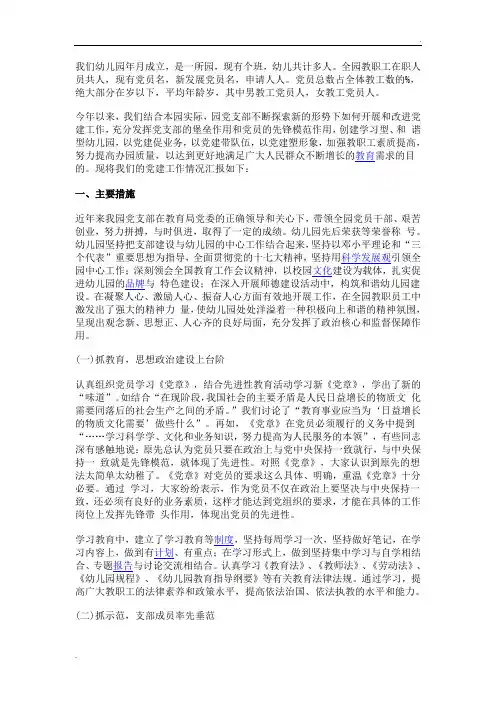 幼儿园党建存在问题