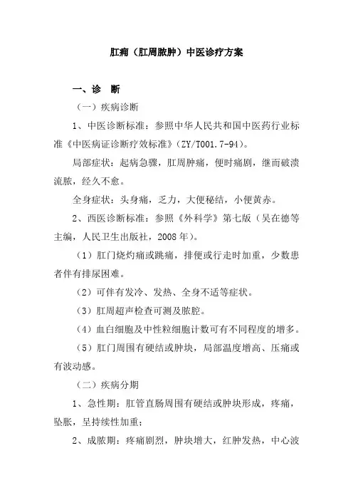 肛痈肛周脓肿中医诊疗方案