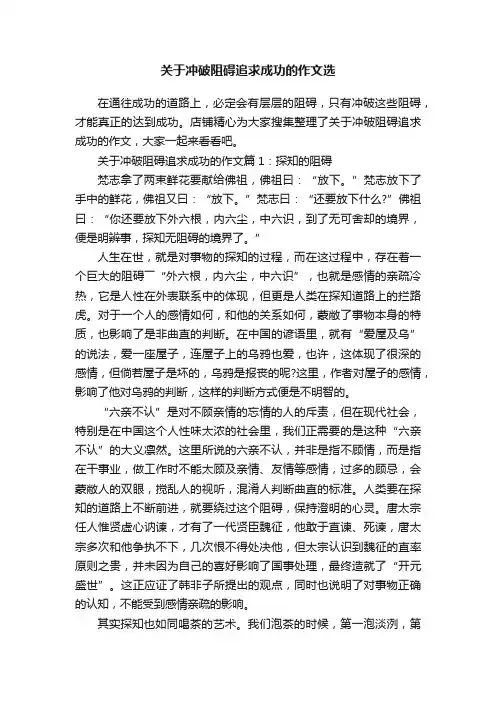 关于冲破阻碍追求成功的作文选