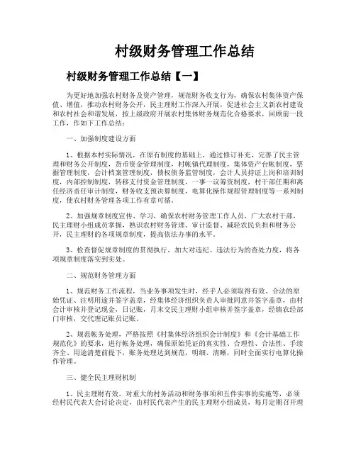 村级财务管理工作总结