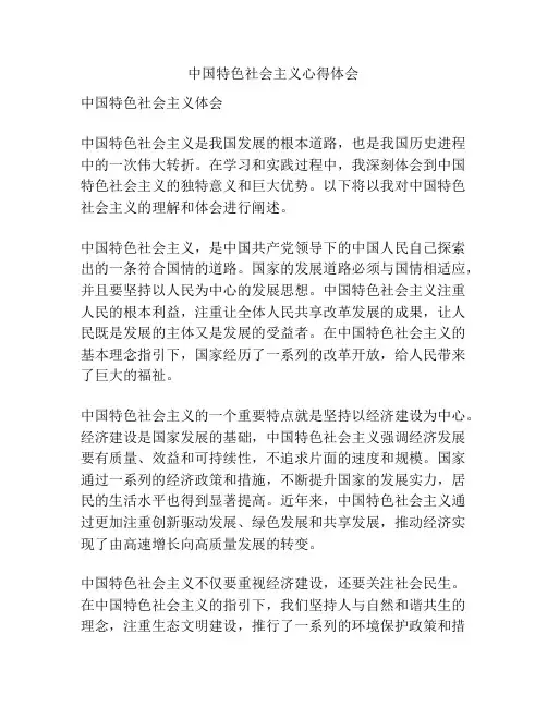 中国特色社会主义心得体会