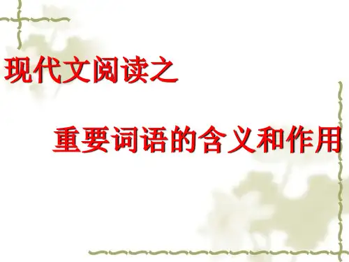记叙文：理解重要词语的含义(精品课件)