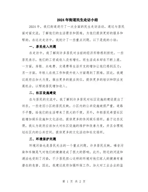 2024年街道民生走访小结
