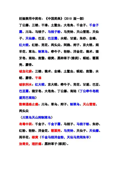 妊娠禁用、慎用药汇总