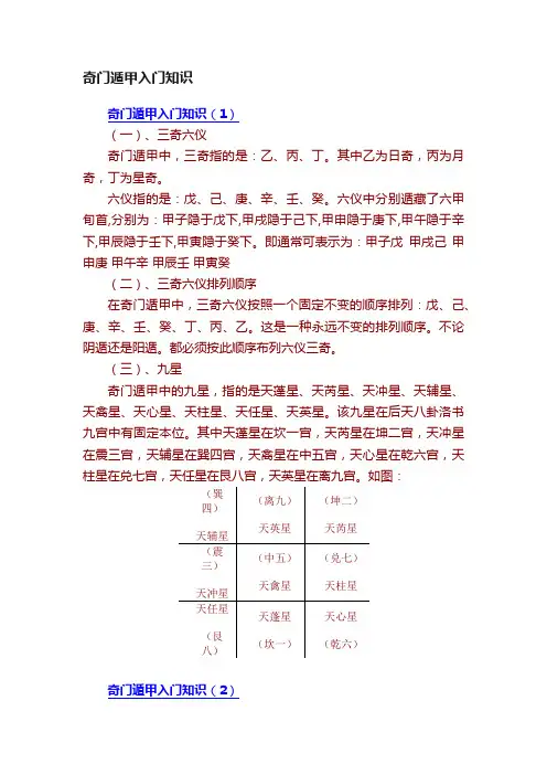 奇门遁甲入门知识