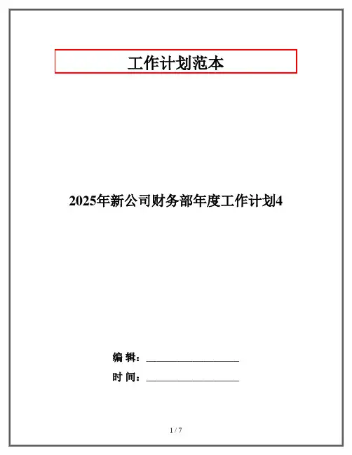 2025年新公司财务部年度工作计划4