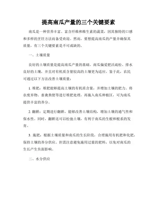提高南瓜产量的三个关键要素