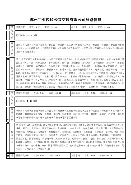 苏州工业园区公交线路
