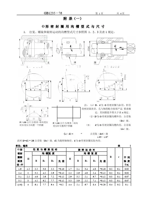 GB1235-76 O型圈沟槽