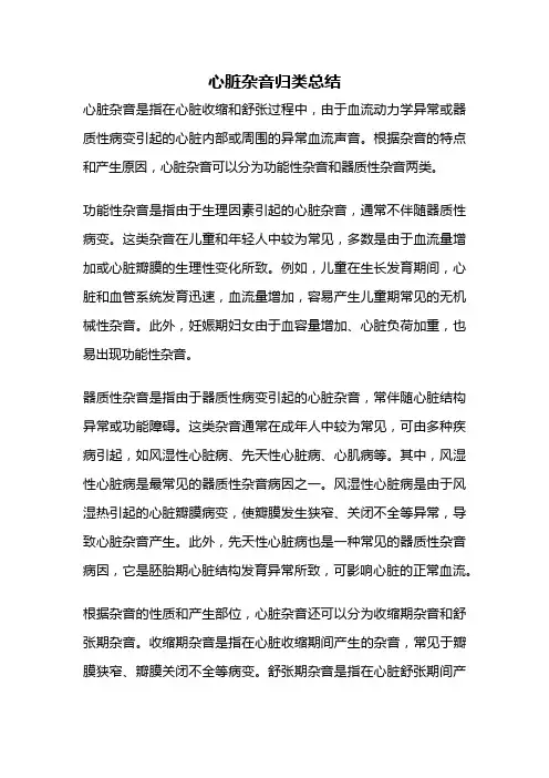 心脏杂音归类总结
