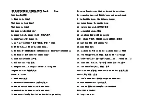 高三英语Unit One必会习语