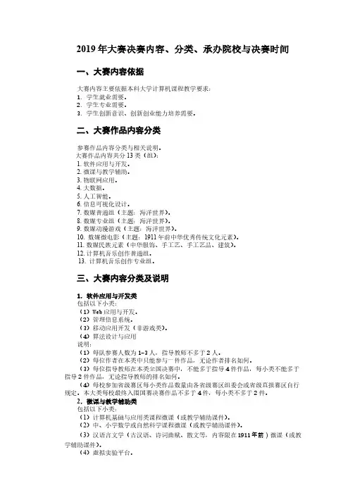2019计算机设计大赛内容分类及其它