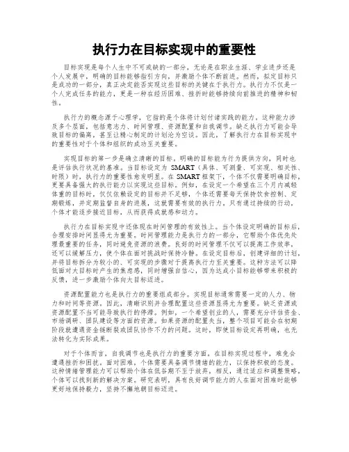 执行力在目标实现中的重要性
