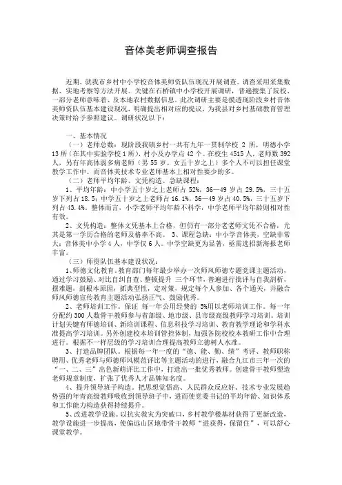 音体美老师调查报告