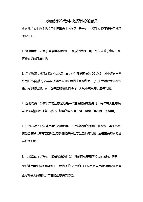 沙家浜芦苇生态湿地的知识