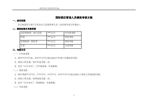 酒店管理人员绩效考核方案)