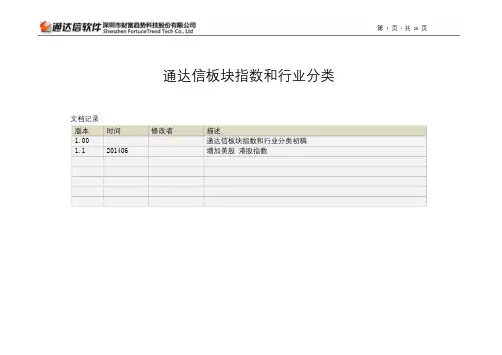 通达信板块指数和行业分类