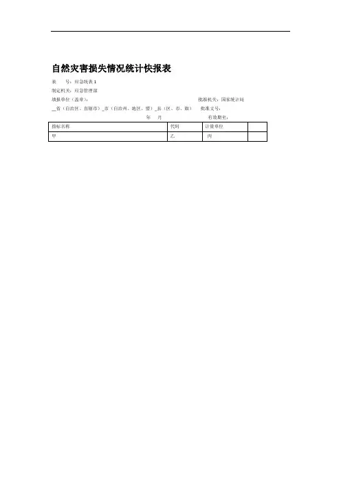 自然灾害损失情况统计快报表2020版