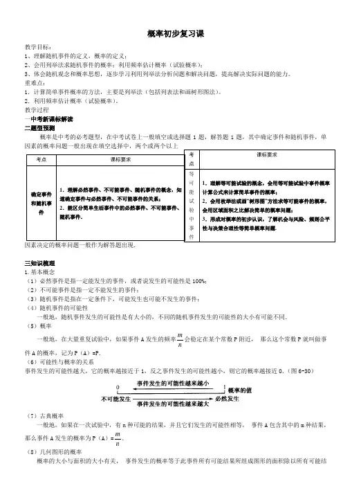 (完整)概率初步复习教案
