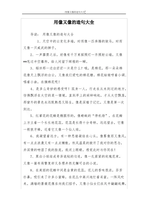 用像又像的造句大全