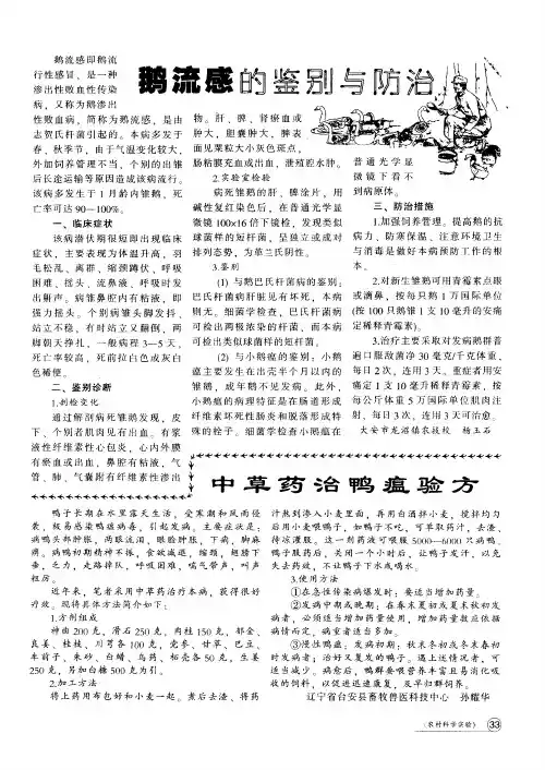 鹅流感的鉴别与防治