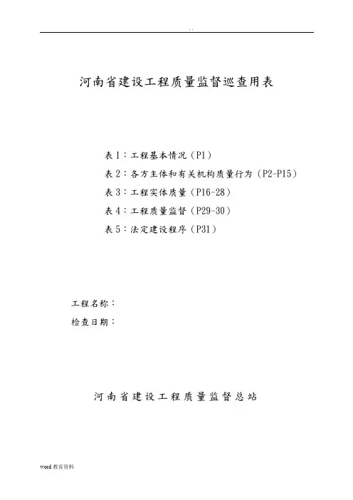 河南省建设工程质量监督巡查用表