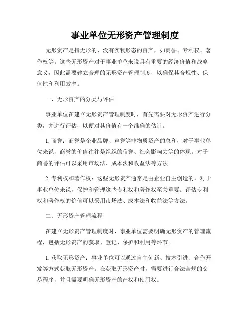 事业单位无形资产管理制度