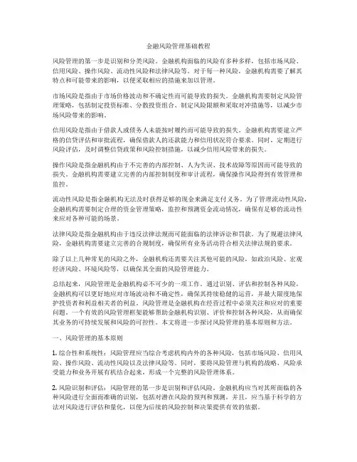 金融风险管理基础教程