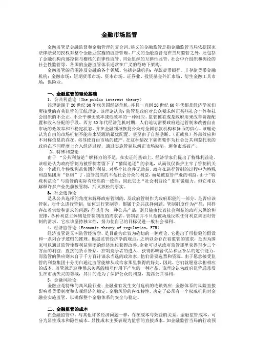金融市场监管重点内容