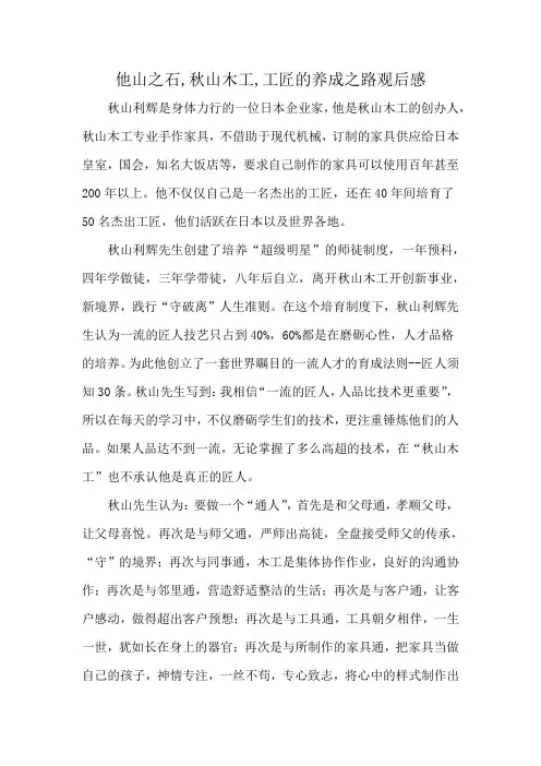 他山之石,秋山木工,工匠的养成之路观后感