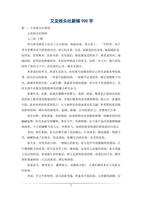 又见枝头吐新绿900字