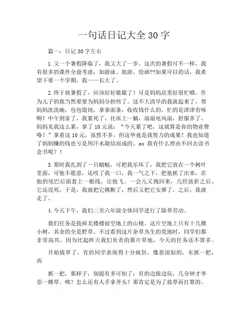 一句话日记大全30字