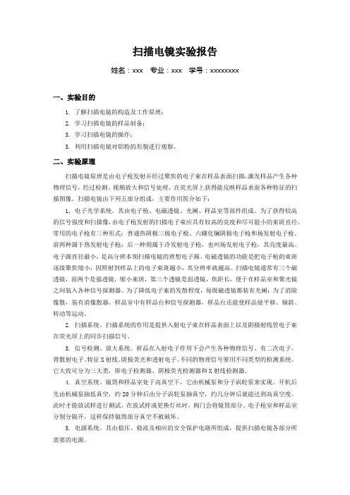 扫描电镜实验报告
