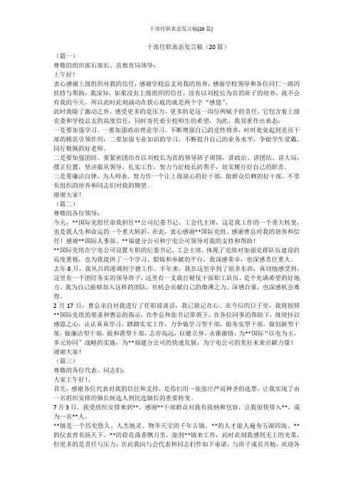 干部任职表态发言稿(20篇)