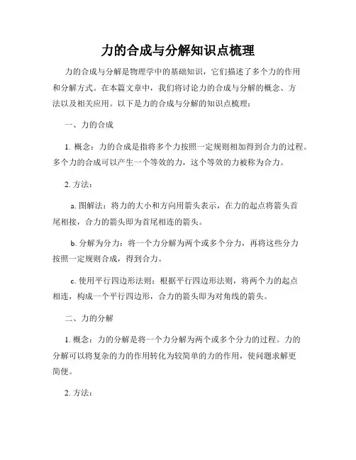 力的合成与分解知识点梳理
