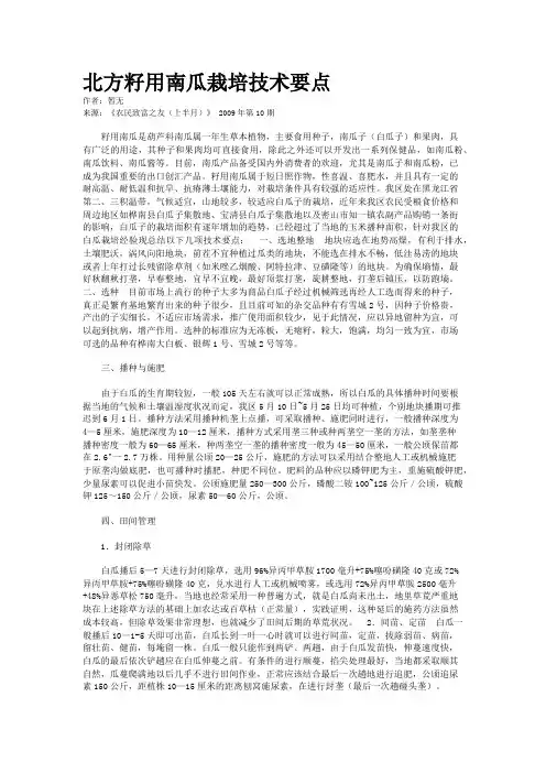 北方籽用南瓜栽培技术要点