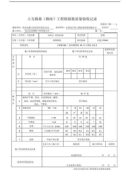 (完整版)土方路基(路床)工程检验批质量验收记录.doc
