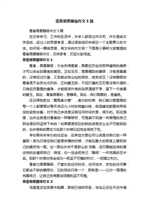 青春需要雕琢作文5篇