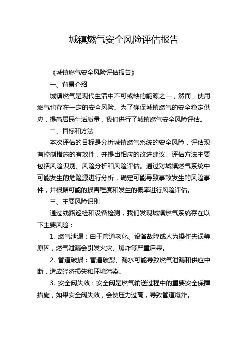 城镇燃气安全风险评估报告