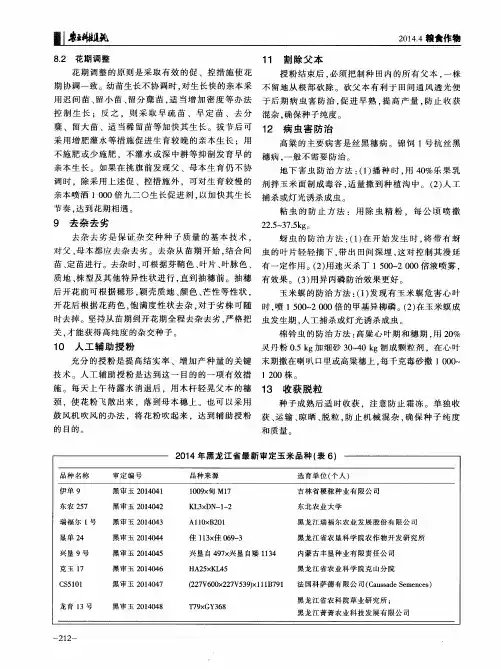2014年黑龙江省最新审定玉米品种(表6)