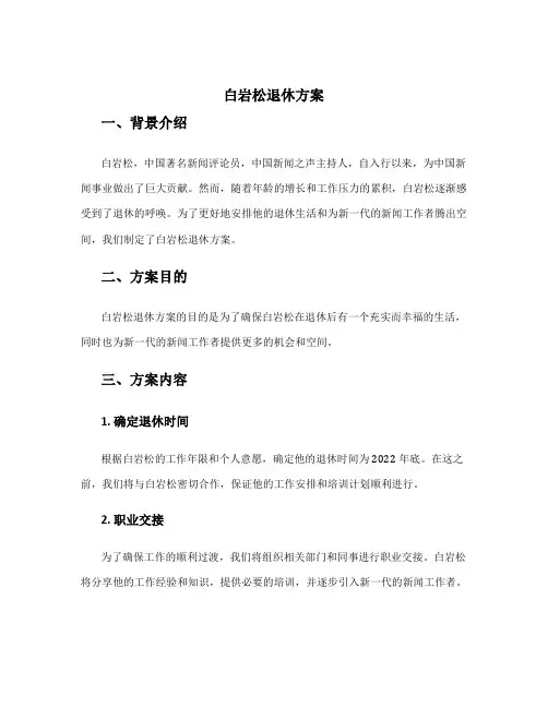 白岩松退休方案