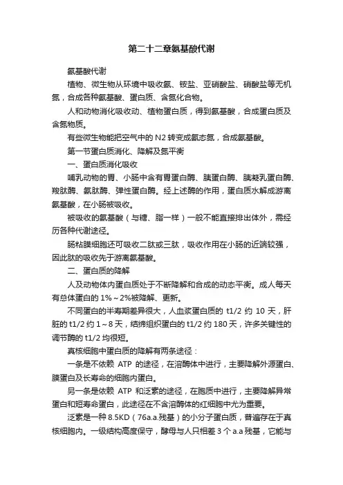 第二十二章氨基酸代谢