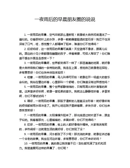 一夜雨后的早晨朋友圈的说说