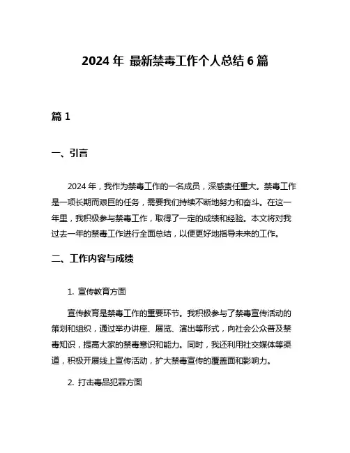 2024年 最新禁毒工作个人总结6篇