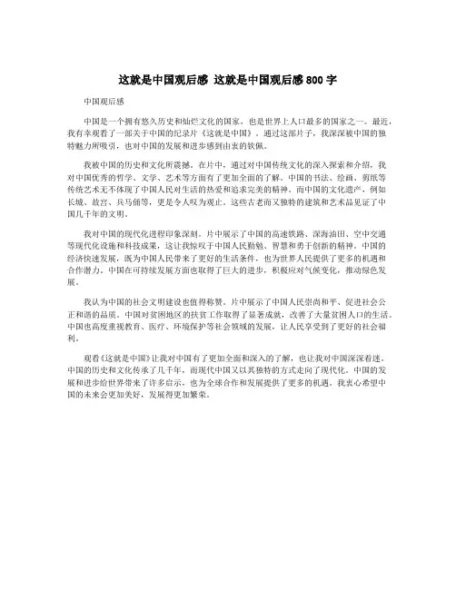 这就是中国观后感 这就是中国观后感800字
