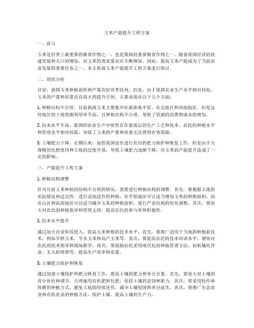 玉米产能提升工程方案