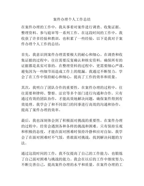 案件办理个人工作总结