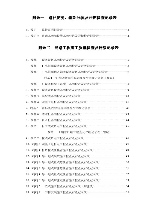 工程施工的标准表格