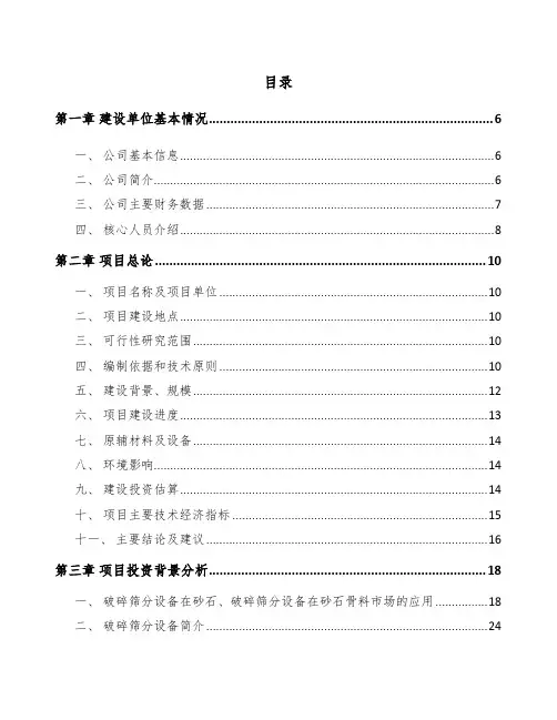 郑州破碎设备项目可行性研究报告范文模板