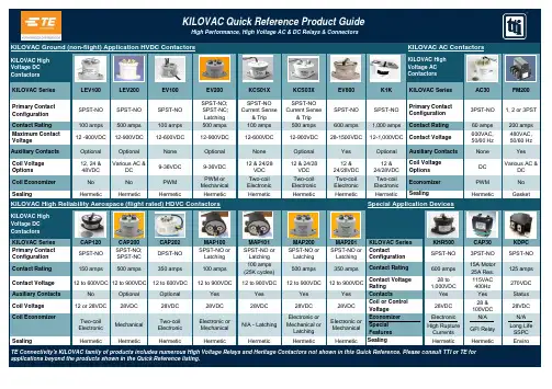 KILOVAC高压直流电联接器系列（LEV100、LEV200、EV100、EV200、KCS01X